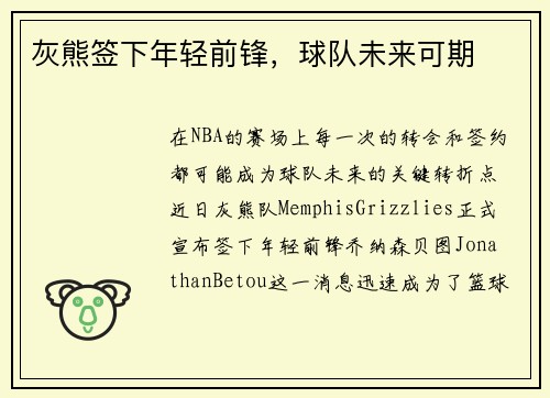 灰熊签下年轻前锋，球队未来可期